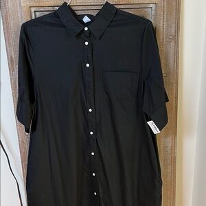 Old Navy black cotton shirt dress.
